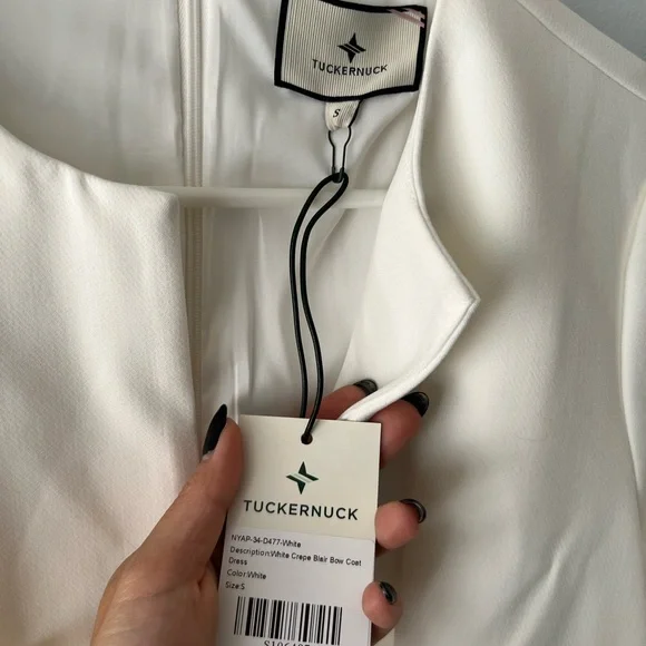 Tuckernuck White Crepe Blair Bow Coat Dress (NWT) - Picture 2 of 4